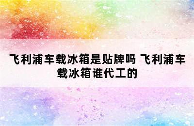 飞利浦车载冰箱是贴牌吗 飞利浦车载冰箱谁代工的